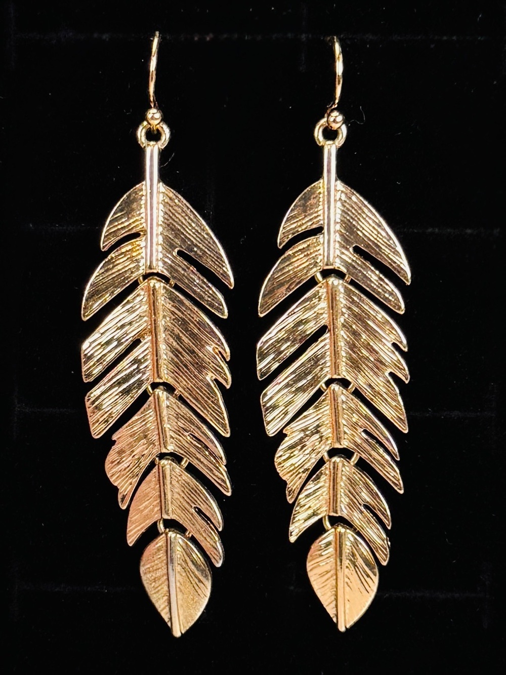 Vintage Goldtone Hinged Leaf Pierced Earrings